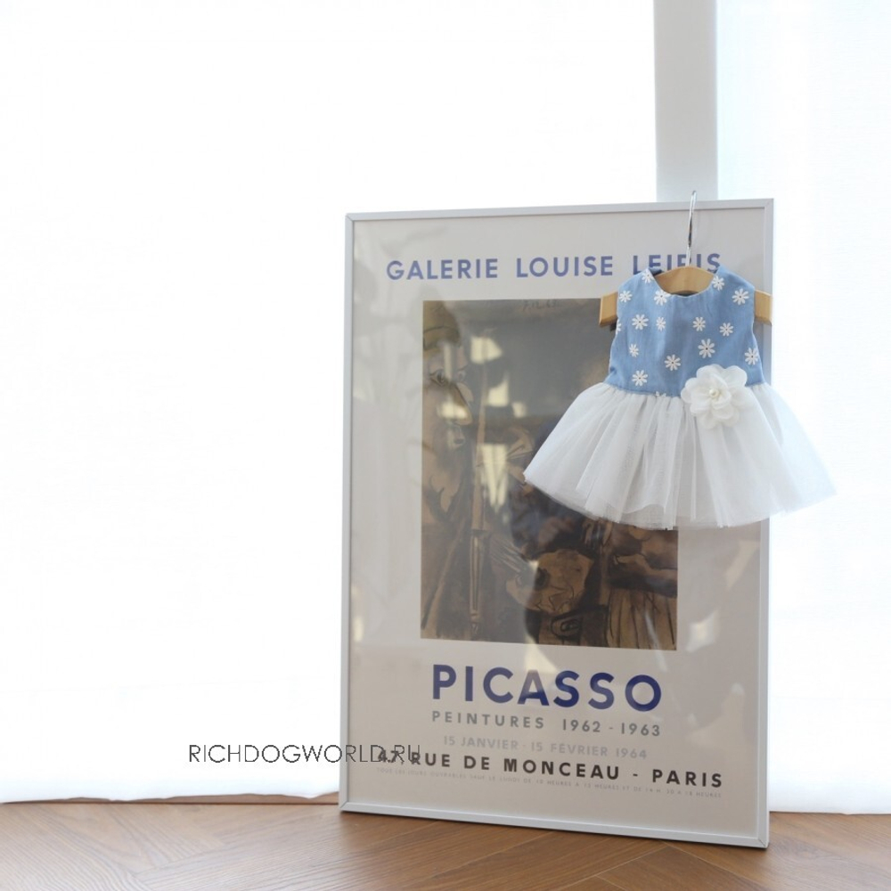 5176 BH Платье для собак, бело-голубое "Florence Dress - BLUE"