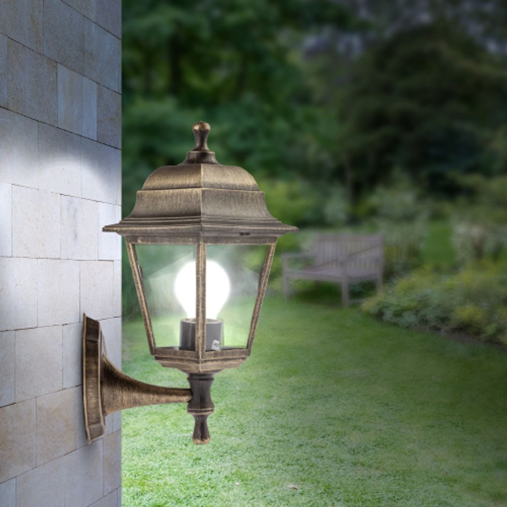 Садово-парковый светильник ЭРА НБУ 04-60-001 бронза 4 гранный настенный IP44 Е27 max60Вт