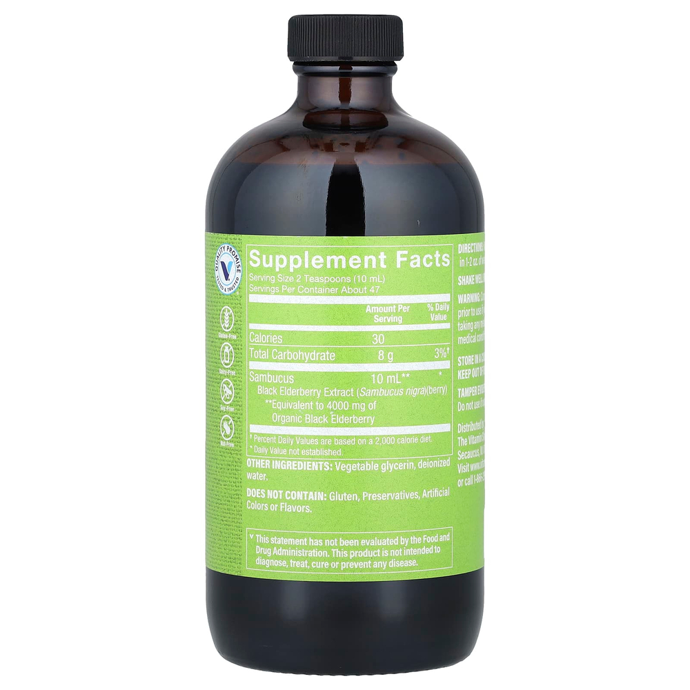 The Vitamin Shoppe, Sambucus, черная бузина, без спирта, 473 мл (16 жидк. Унций)