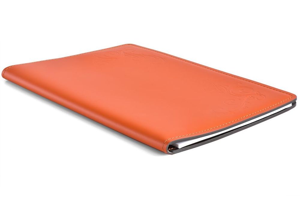 оранжевая папка под блокнот из кожи
