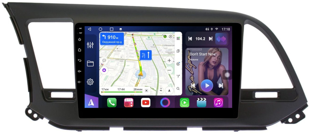 Магнитола для Hyundai Elantra 6 2016-2018 (без штатной КЗВ, рамка тип 2) - FarCar 7065F2A монитор 9" QLED на Android 13, 8-ядер, CarPlay, 4G SIM-слот