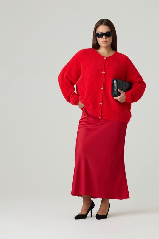 Платье-комбинация на широких бретелях, красный