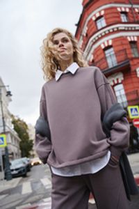 Свитшот "Темный шоколад" женский утепленный