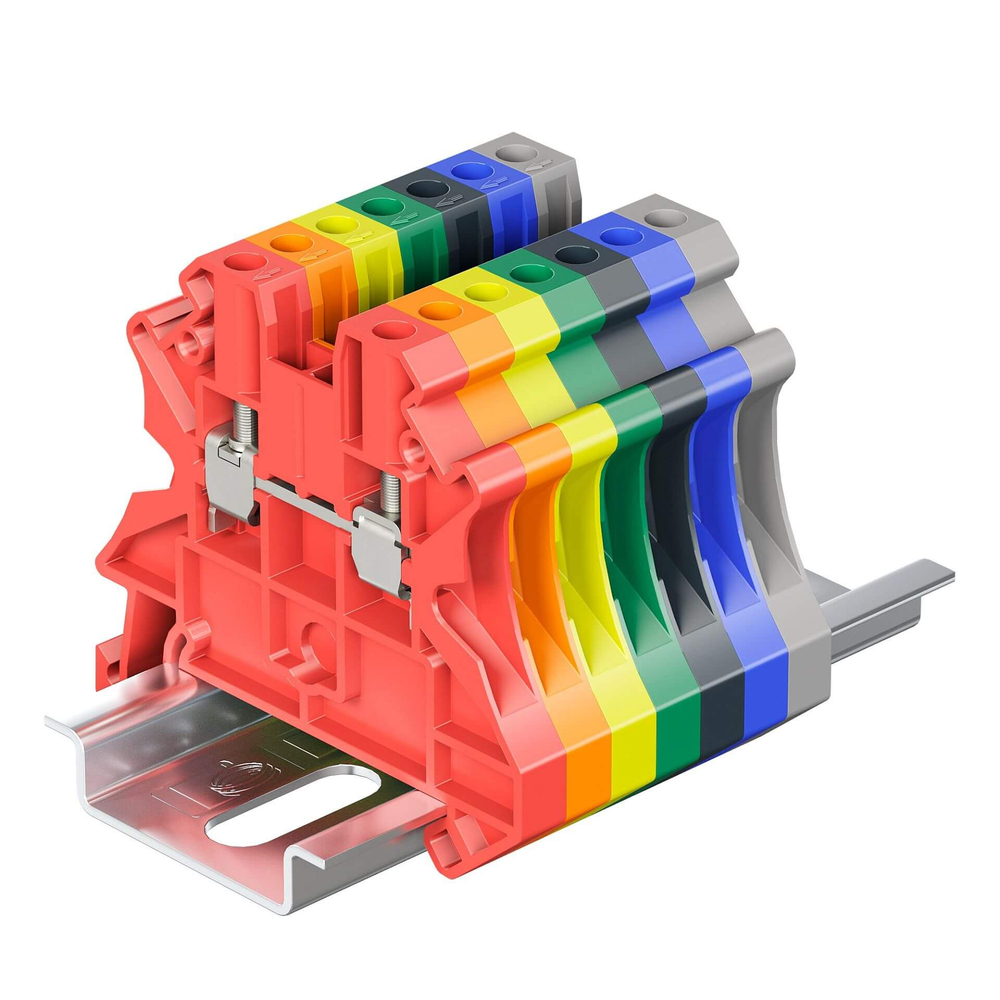 Клемма проходная, винтовой зажим, 2 точки подключения, 4 кв.мм, черная