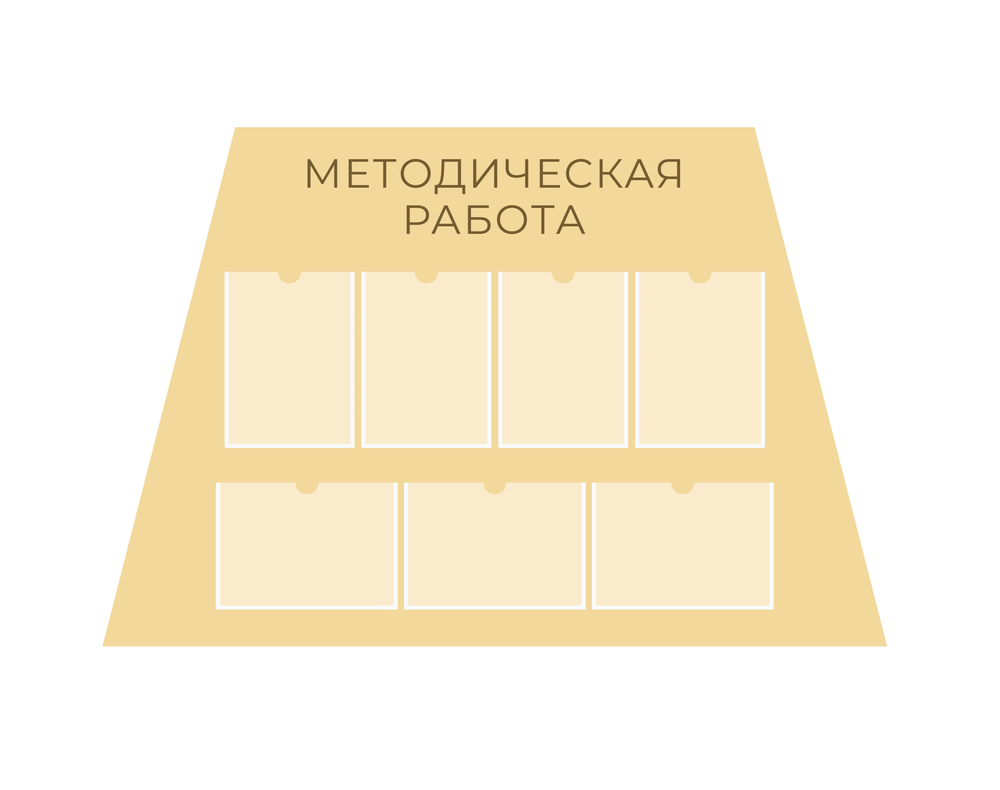 Стенд фигурный Методическая работа с карманами А4 1500001323 обеспечивает удобный доступ к важной информации и материалам, позволяя легко обновлять содержимое и поддерживать актуальность информации для учащихся и родителей.