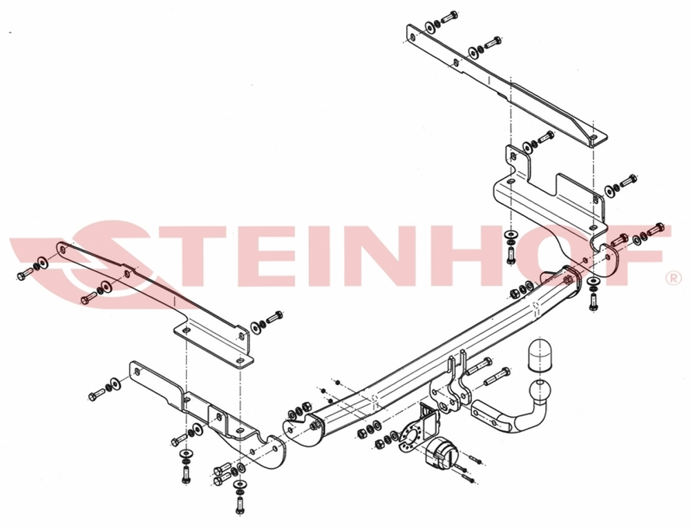 Фаркоп Steinhof M-310 для Mitsubishi Colt хетчбек 5 дверей 2004-2013(паспорт и сертификат в комплекте)(без электрики)
