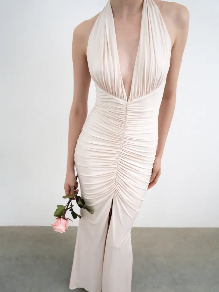 Луна макси (Luna maxi), платье макси из молочного бифлекса