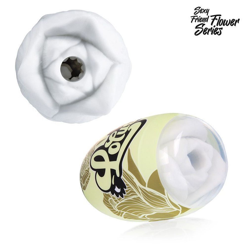 Белый нереалистичный мастурбатор в форме бутона цветка Lotus (Цвет: белый)