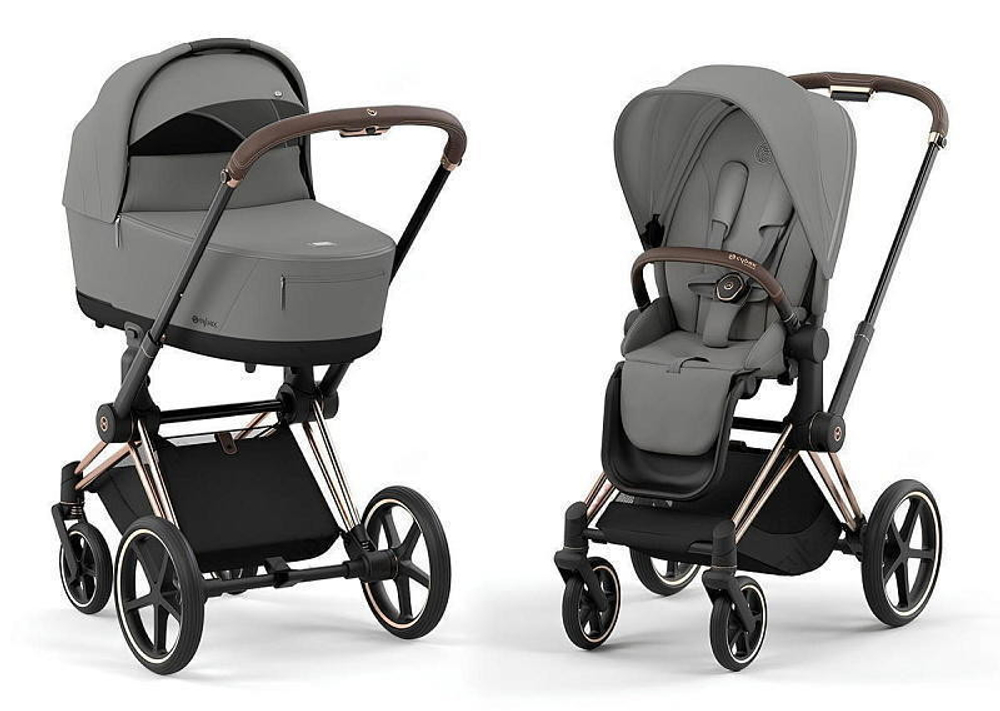Коляска Cybex Priam IV Rosegold complete Cloud G Almond Beige Plus Base G 3 в 1 Mirage Grey