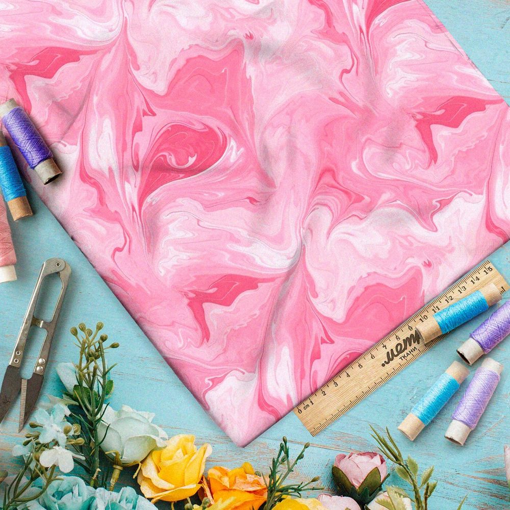 Ткань премиум таффета розовые разводы