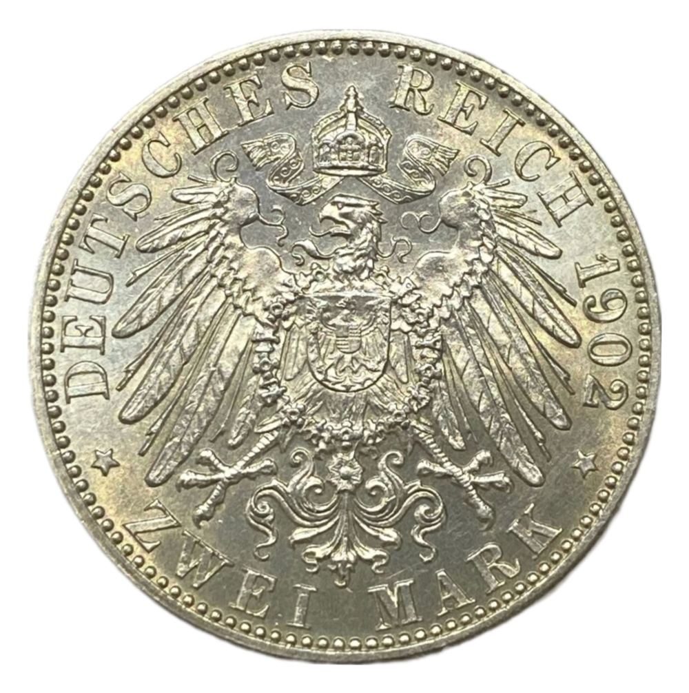 Монета  2 марки Германия ( Империя, Баден) 1902