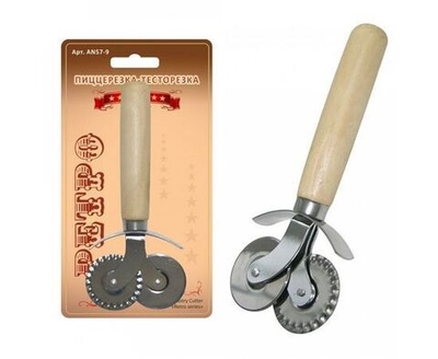 Пиццерезка-тесторезка Мультидом "Ретро", дерево/нержавеющая сталь (AN57-9)