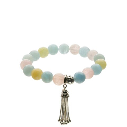 Браслет из Бериллов и серебряной кисточки, silver