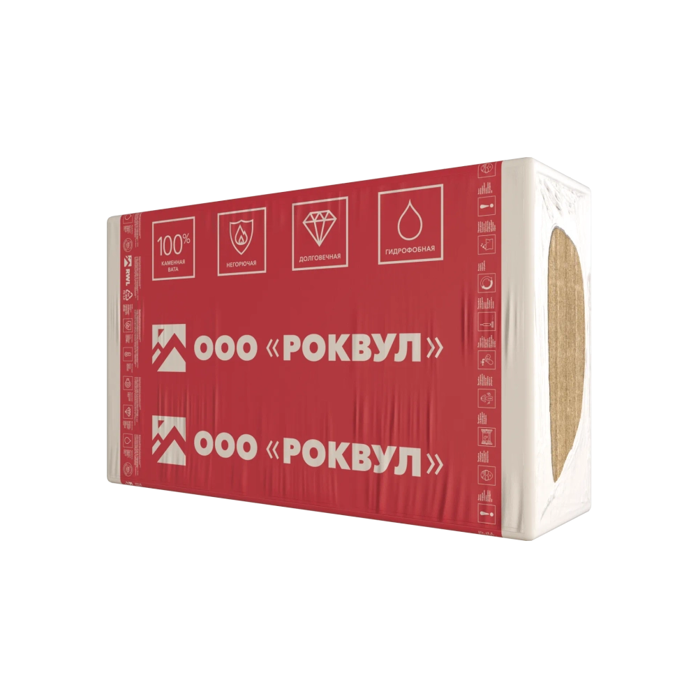 Плита из минеральной ваты на основе горных пород базальтовой группы кашированная армированной алюминиевой фольгой ТЕХ БАТТС 150, РОКВУЛ