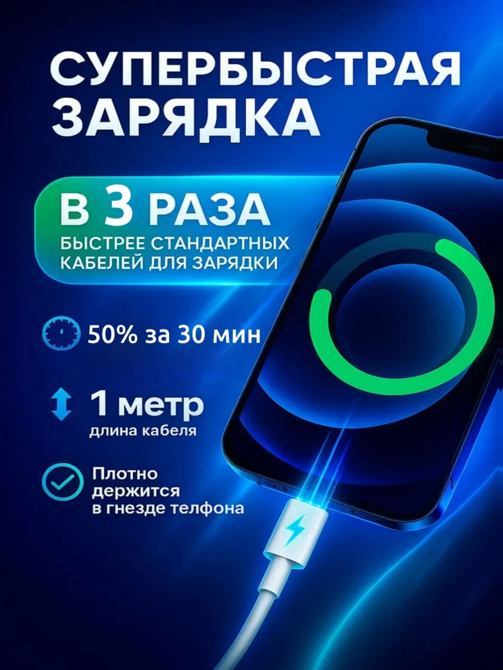 Кабель для iPhone 5-14 Type-C/Lightning, длина 1 метр 27W (Hoco X120)