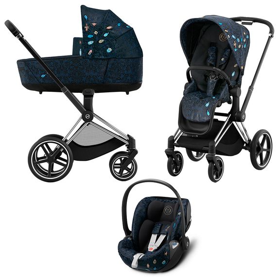 Детская коляска Cybex Priam IV 3 в 1 FE Jewels of Nature шасси Chrome Black