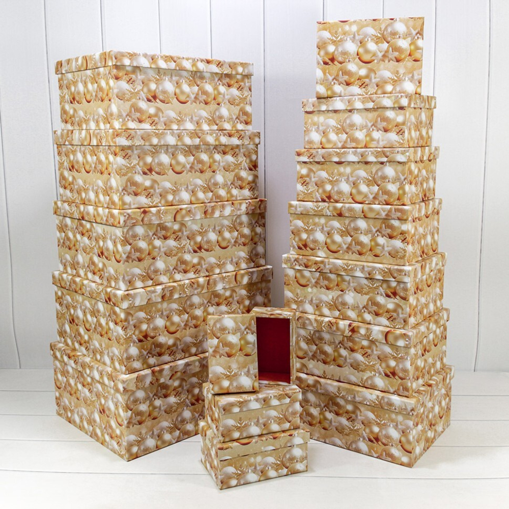 Коробка 42.5 х 33 х 17.6 см Набор 15 шт "Новый год" (Желтый)