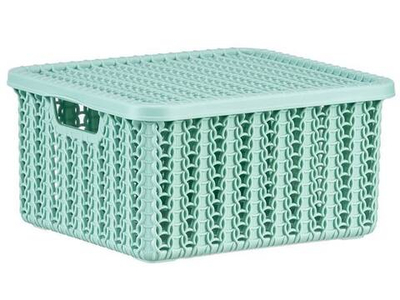 Коробка 1,5л Вязание с крышкой, фисташковый