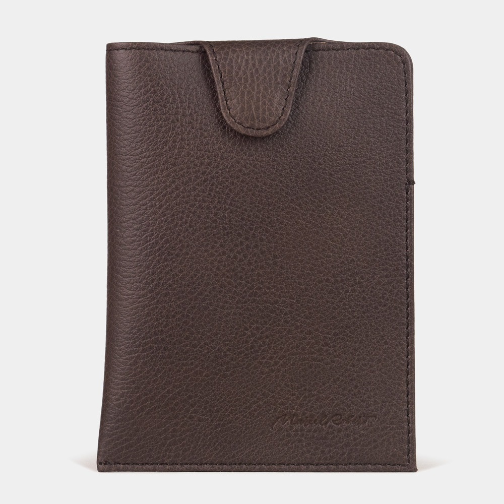 Обложка-кармашек для паспорта London из кожи теленка, темно-коричневого цвета