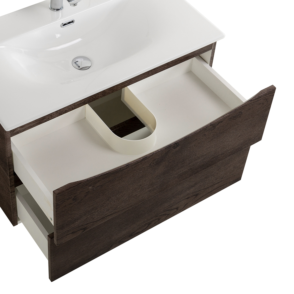 Тумба с раковиной подвесная BelBagno MARINO-CER-N-800-2C-SO-RNG-P Rovere Nature Grigio, раковина белая BB-8099-80