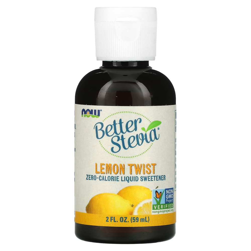 NOW Foods, Better Stevia, низкокалорийный жидкий подсластитель, лимонная твист, 59 мл (2 жидк. унц.)