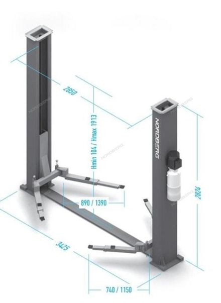 Цена на NORDBERG (N4121A-4T_220) Подъемник 2-стоечный 4 т, асимметричный, 220 В