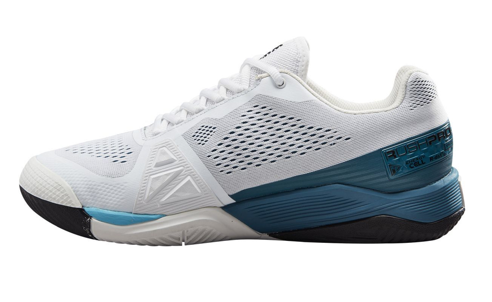 Мужские кроссовки теннисные Wilson Rush Pro 4.0 - white/blue coral/blue atoll