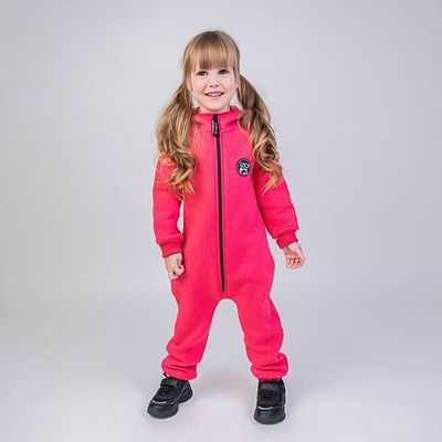 Warm hooded jumpsuit with flap - Bubble Gum