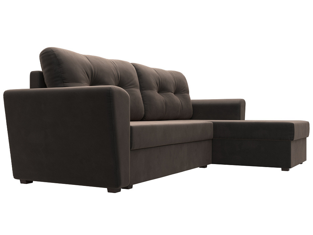 Диван угловой Амстердам Лайт правый угол, Коричневый, Велюр, 112452