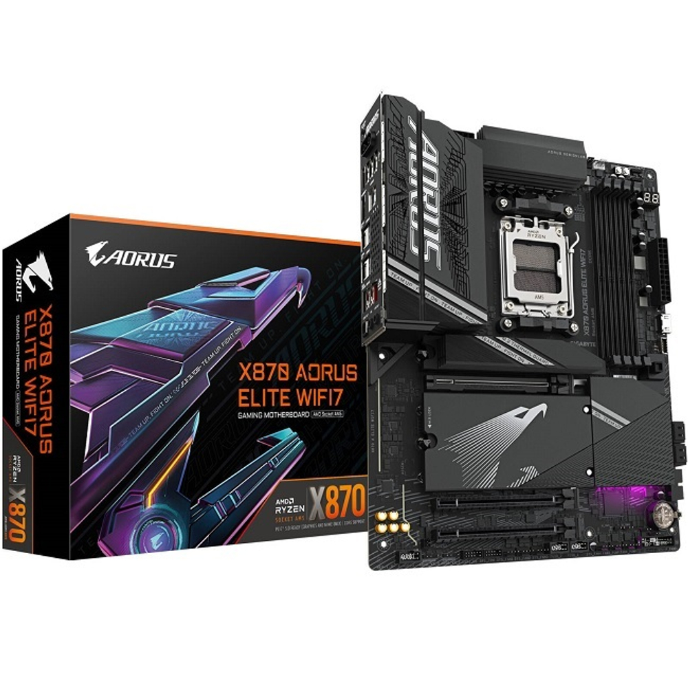Материнская плата GIGABYTE X870 AORUS ELITE WIFI7 (AM5/AMD X870/4xDDR5/PCI-Ex16/M.2/SB/Wi-Fi /BT/GLAN/HDMI/ATX)
