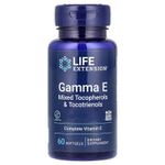 Life Extension, Gamma E, смесь токоферолов и токотриенолов, 60 капсул