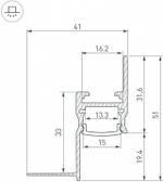 Профиль для контурной подсветки ГКЛ потолка Arlight ARH-CEIL 45554