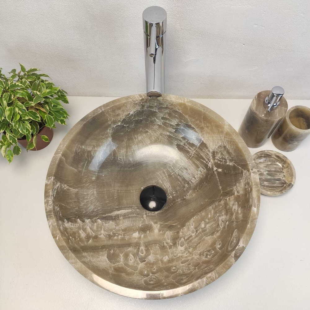 Раковина из оникса Bowl Grey Medium TinLip BO-61086 45*45*15