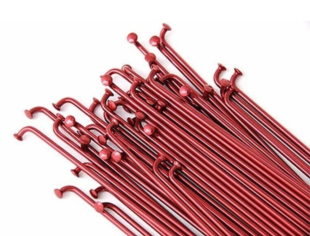 Спица 258 мм x 14G , с ниппелем в цвет спицы, стальная, бордо (144)