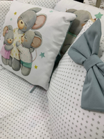 Комплект в кроватку 18 предметов "Семейные мышки", голубой сатин