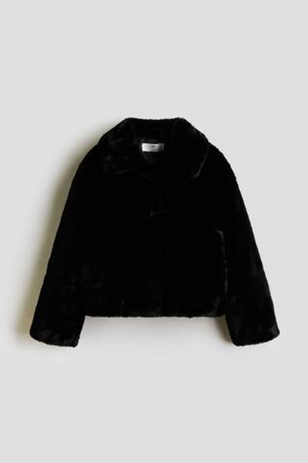 H&M Меховая куртка, черный
