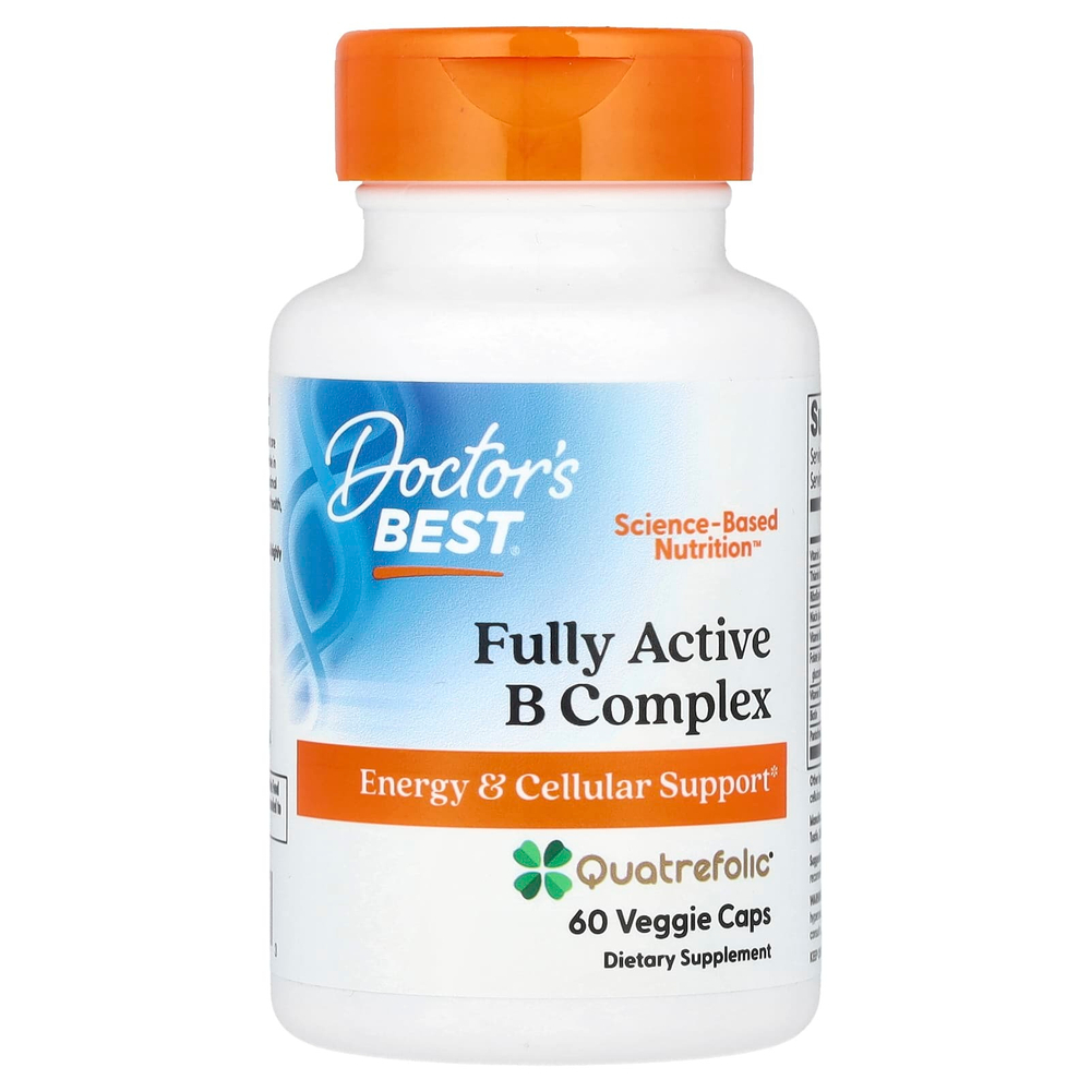 Doctor's Best, активный комплекс витаминов группы B, 60 растительных капсул