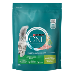 Сухой корм для домашних кошек Purina ONE Индейка 200 гр