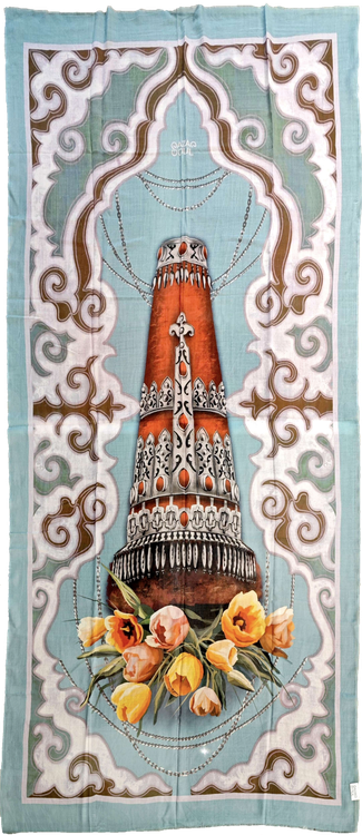 Платок QAZAQ SOUL кашемировый Сәукеле голубой