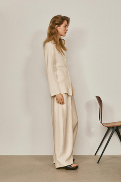 Massimo Dutti Двубортный пиджак с драпировкой - Limited Edition, натуральный