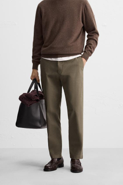 ZARA БРЮКИ ЧИНОС SLIM FIT, СВЕТЛО-ЗЕЛЕНЫЙ