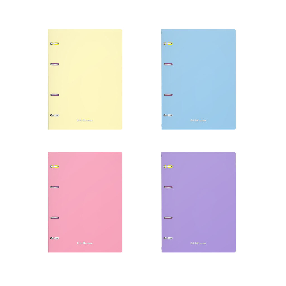 Тетрадь А5 80л кл. на кольцах Erich Krause "Pastel" пластик. обложка, клетка, ассорти
