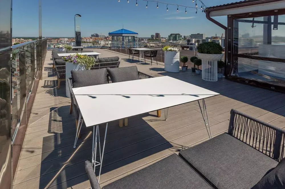 "Руссо" обеденный стол из HPL 150х80см, цвет "молочный"