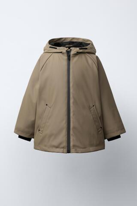 ZARA ПРОРЕЗИНЕННЫЙ ДОЖДЕВИК WATER RESISTANT, СЕРО-КОРИЧНЕВЫЙ