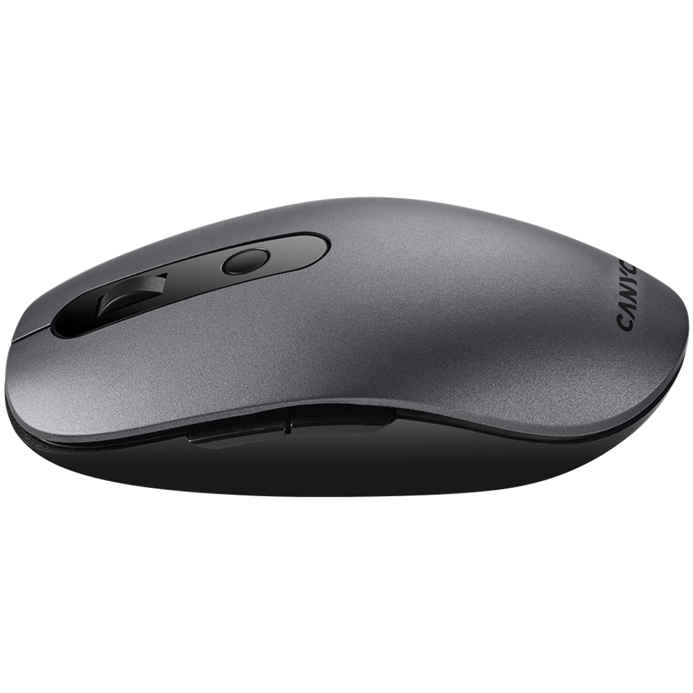 CANYON MW-9, 2 in 1 Wireless optical mouse with 6 buttons, DPI 800/1000/1200/1500, 2 mode(BT/ 2.4GHz), Battery AA*1pcs, Grey, 65.4*112.25*32.3mm, 0.092kg