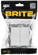 BRITE Выключатель 2-клавишный перекрестный 10А ВС10-2-3-БрЖ жемчуг IEK