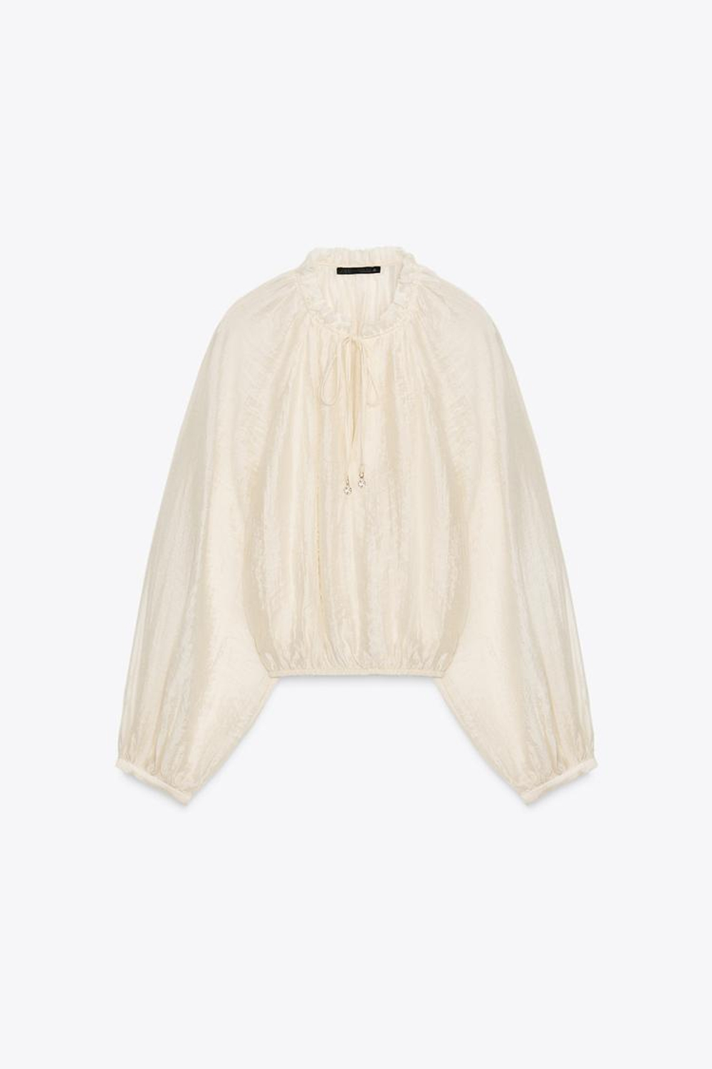 ZARA БЛУЗА С РУКАВАМИ-БУФАМИ, ЭКРЮ