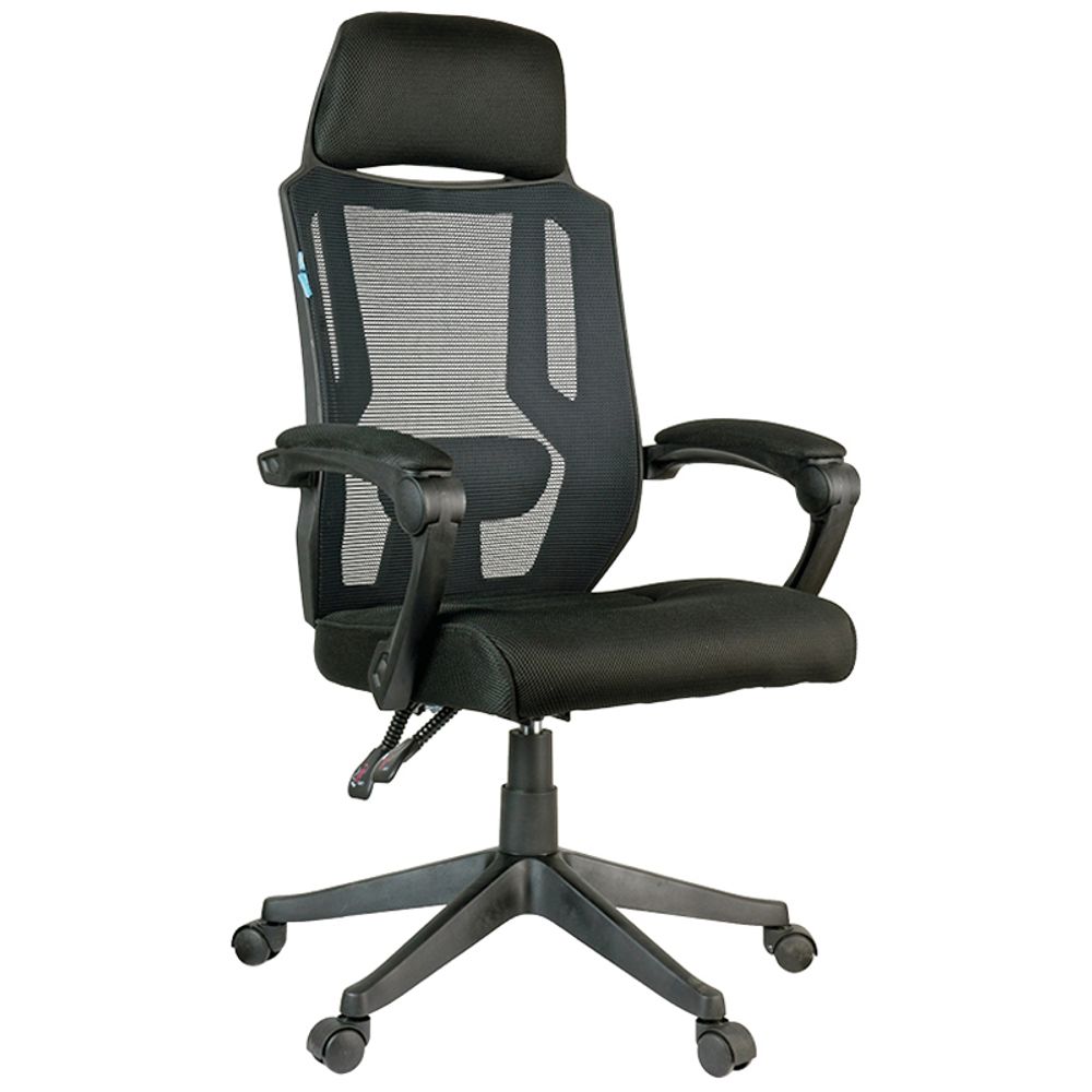 Кресло руководителя Helmi HL-E32 "Ergo" LUX, рег. подлок., подголов. и пояс. упор, ткань черная