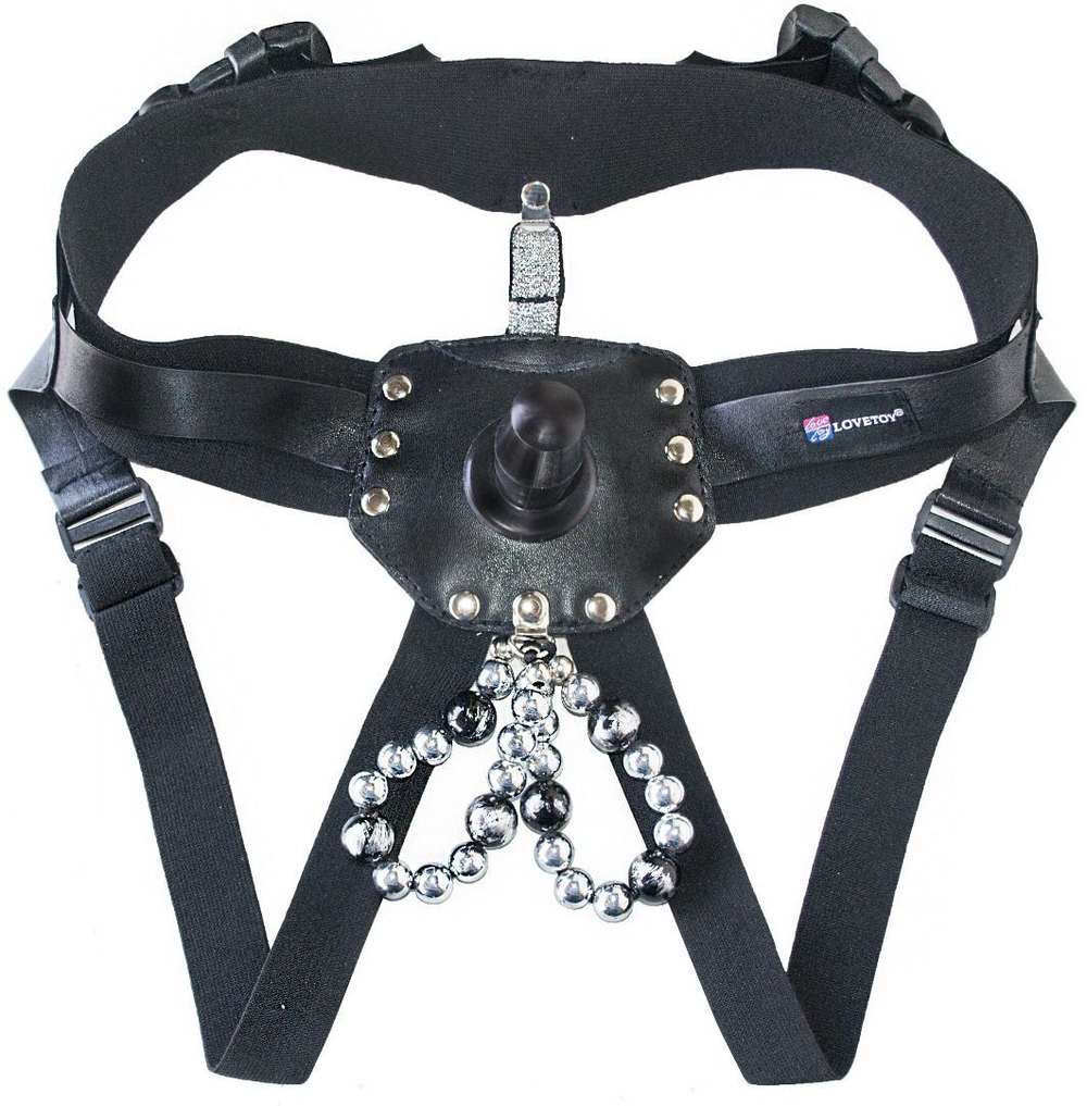 Черный пояс-трусики с телесной насадкой Гламур Dana - 15,2 см. (Цвет: телесный с черным)