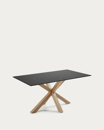 Argo Стол обеденный со стальными ножками Sonoma и столешницей из черного стекла 180x100